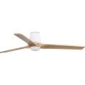 FARO 33838WT-1TW - Ventilador de techo LED regulable HEYWOOD TUB L LED/10W/230V 2700/4000/6000K pino/blanco Ø 132 cm Wi-Fi Tuya + mando a distancia