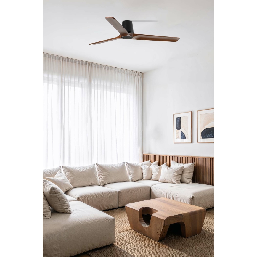 FARO 33839WT - Ventilador de techo HEYWOOD TUB L pino/negro Ø 132 cm Wi-Fi Tuya + mando a distancia