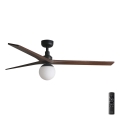 FARO 34276-11L - Ventilador de techo KLIM L 1xE27/15W/230V nogal/negro diá. 150 cm + control remoto