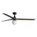 FARO 34276WT-11L - Ventilador de techo KLIM L 1xE27/15W/230V nogal/negro Ø 150 cm Wi-Fi Tuya + mando a distancia