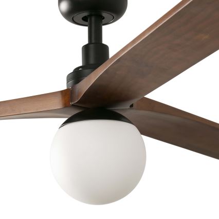 FARO 34276WT-11L - Ventilador de techo KLIM L 1xE27/15W/230V nogal/negro Ø 150 cm Wi-Fi Tuya + mando a distancia