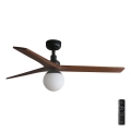 FARO 34277-11L - Ventilador de techo KLIM M 1xE27/15W/230V nogal/negro diá. 125 cm + control remoto