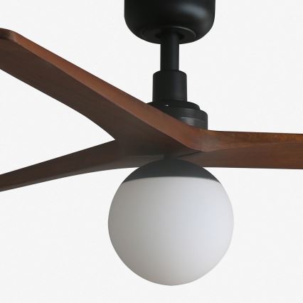 FARO 34277WT-11L - Ventilador de techo KLIM M 1xE27/15W/230V nogal/negro Ø 125 cm Wi-Fi Tuya + mando a distancia