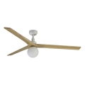 FARO 34279WT-11L - Ventilador de techo KLIM L 1xE27/15W/230V roble/blanco Ø 150 cm Wi-Fi Tuya + mando a distancia
