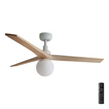 FARO 34280-11L - Ventilador de techo KLIM M 1xE27/15W/230V pino/blanco diá. 125 cm + control remoto