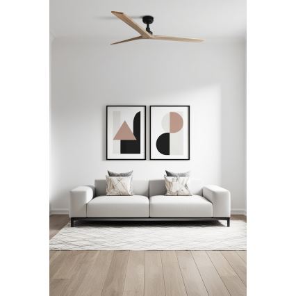 FARO 34282 - Ventilador de techo KLIM L pino/negro diá. 150 cm + control remoto