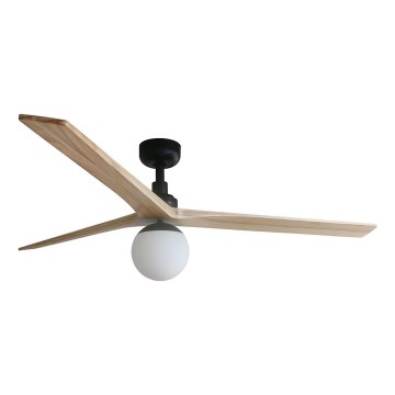 FARO 34282WT-11L - Ventilador de techo KLIM L 1xE27/15W/230V pino/negro Ø 150 cm Wi-Fi Tuya + mando a distancia