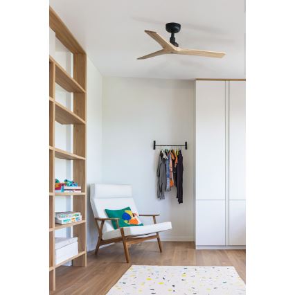 FARO 34284 - Ventilador de techo KLIM S pino/negro diá. 92,5 cm + control remoto