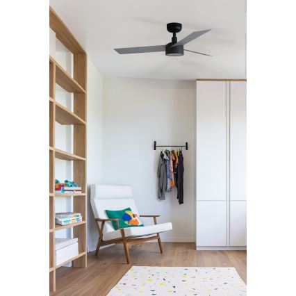 FARO 34285WT1S - Ventilador de techo LED regulable CRUISER S LED/18W/230V 2700/3000/4000K Ø 106 cm gris/negro Wi-Fi Tuya + mando a distancia