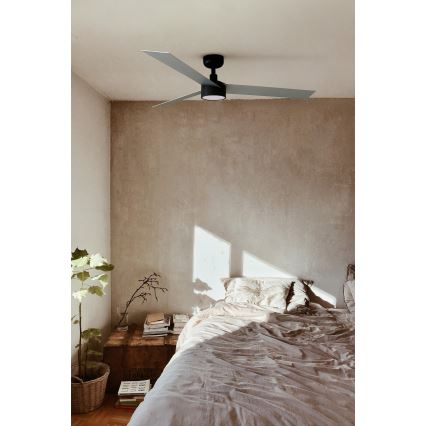 FARO 34286-1TW - ventilador de techo LED regulable CRUISER L LED/18W/230V 2700/3000/4000K Ø 132 cm negro/gris + mando a distancia