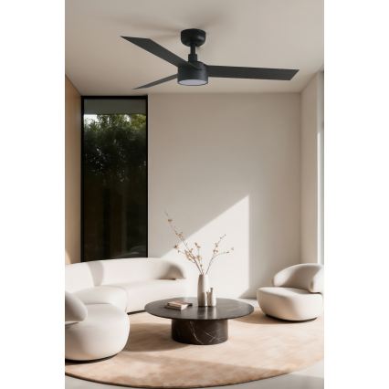 FARO 34289WT1S - Ventilador de techo LED regulable CRUISER S LED/18W/230V 2700/3000/4000K Ø106 cm negro Wi-Fi Tuya + mando a distancia