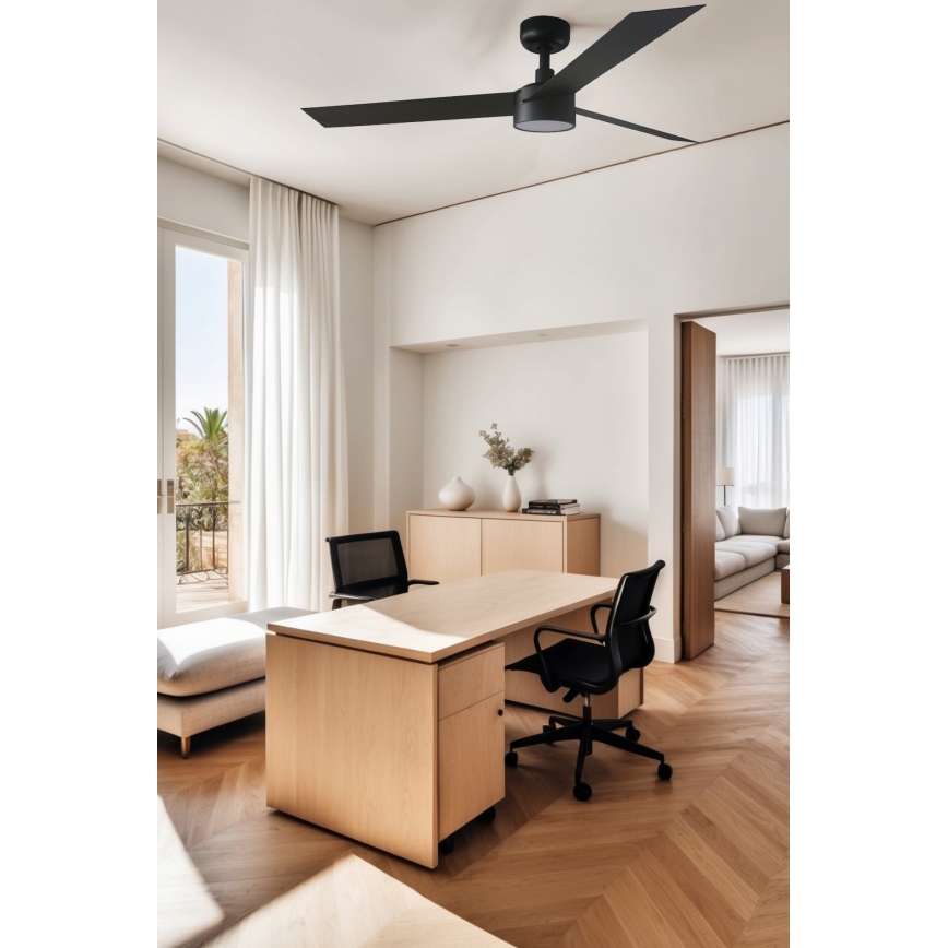 FARO 34291WT1S - Ventilador de techo LED regulable CRUISER L LED/18W/230V 2700/3000/4000K diámetro 132 cm negro Wi-Fi Tuya + mando a distancia