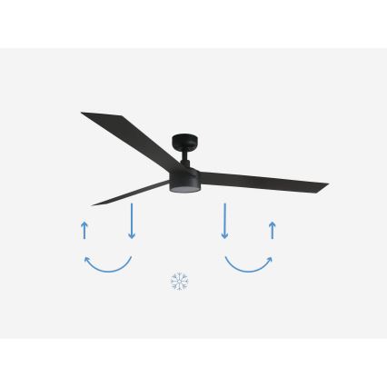 FARO 34293-1TW - Ventilador de techo LED regulable CRUISER XL LED/18W/230V 2700/3000/4000K diámetro 160 cm negro + mando a distancia