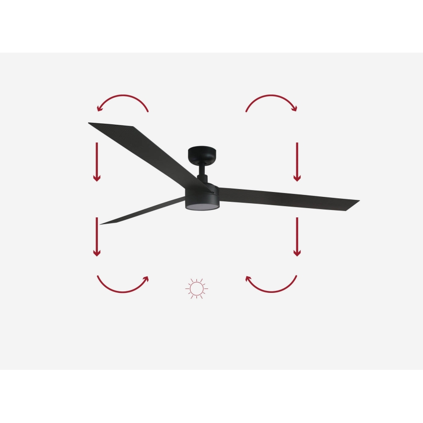 FARO 34293-1TW - Ventilador de techo LED regulable CRUISER XL LED/18W/230V 2700/3000/4000K diámetro 160 cm negro + mando a distancia