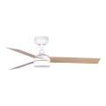 FARO 34295WT1S - Ventilador de techo LED regulable RUDDER S LED/18W/230V 2700/3000/4000K diámetro 106 cm beige/blanco Wi-Fi Tuya + control remoto
