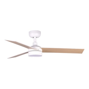 FARO 34295WT1S - Ventilador de techo LED regulable RUDDER S LED/18W/230V 2700/3000/4000K diámetro 106 cm beige/blanco Wi-Fi Tuya + control remoto