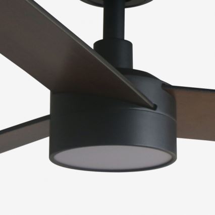 FARO 34298WT1S - Ventilador de techo LED regulable RUDDER L LED/18W/230V 2700/3000/4000K Ø 132 cm marrón/negro Wi-Fi Tuya + mando a distancia