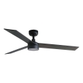 FARO 34298WT1S - Ventilador de techo LED regulable RUDDER L LED/18W/230V 2700/3000/4000K Ø 132 cm marrón/negro Wi-Fi Tuya + mando a distancia