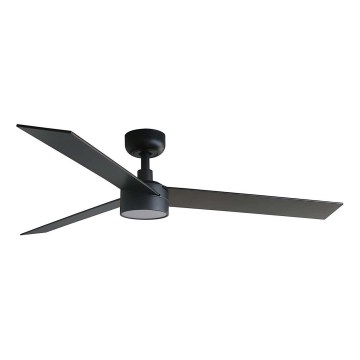 FARO 34298WT1S - Ventilador de techo LED regulable RUDDER L LED/18W/230V 2700/3000/4000K Ø 132 cm marrón/negro Wi-Fi Tuya + mando a distancia