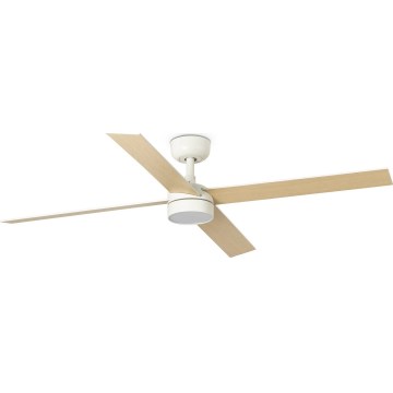 FARO 34355WT-1TW - Ventilador de techo LED regulable RUDDER L LED/18W/230V 2700/3000/4000K blanco/beige Ø 132 cm Wi-Fi Tuya + mando a distancia