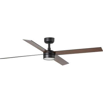 FARO 34356WT-1TW - Ventilador de techo LED regulable RUDDER L LED/18W/230V 2700/4350/6000K marrón/negro diá. 132 cm Wi-Fi Tuya + control remoto