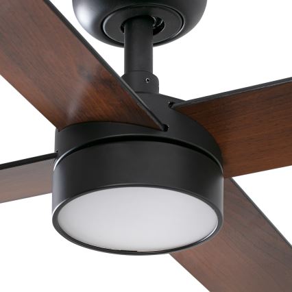 FARO 34356WT-1TW - Ventilador de techo LED regulable RUDDER L LED/18W/230V 2700/4350/6000K marrón/negro diá. 132 cm Wi-Fi Tuya + control remoto