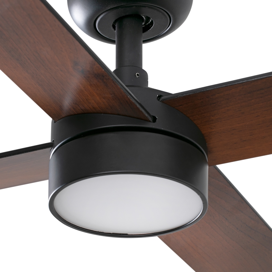FARO 34356WT-1TW - Ventilador de techo LED regulable RUDDER L LED/18W/230V 2700/4350/6000K marrón/negro diá. 132 cm Wi-Fi Tuya + control remoto