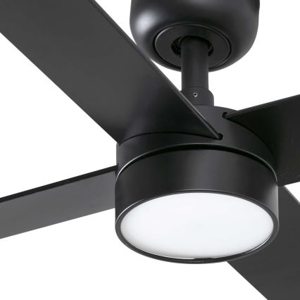 FARO 34356WT-1TW - Ventilador de techo LED regulable RUDDER L LED/18W/230V 2700/4350/6000K marrón/negro diá. 132 cm Wi-Fi Tuya + control remoto
