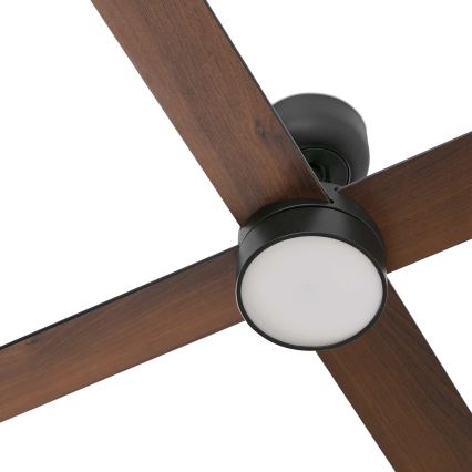 FARO 34356WT-1TW - Ventilador de techo LED regulable RUDDER L LED/18W/230V 2700/4350/6000K marrón/negro diá. 132 cm Wi-Fi Tuya + control remoto