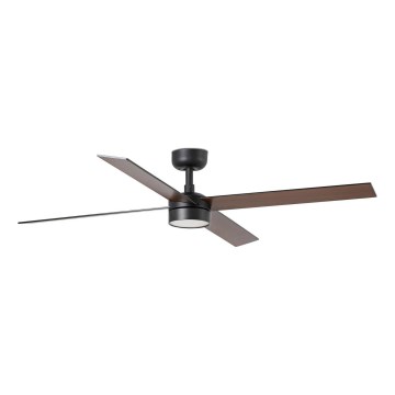 FARO 34356WT1S - Ventilador de techo LED regulable RUDDER L, 18 W, 230 V, 2700/3000/4000 K, diámetro 132 cm, marrón/negro, Wi-Fi Tuya y mando a distancia