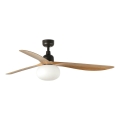 FARO 34360WT-11L - Ventilador de techo OUTWOOD L 1xE27/15W/230V marrón/negro, diámetro 150 cm, Wi-Fi Tuya, IP44 + mando a distancia