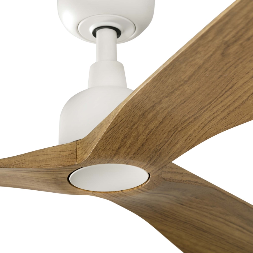 FARO 34361WT - Ventilador de techo OUTWOOD L marrón/blanco, diámetro 150 cm, Wi-Fi Tuya IP44 + mando a distancia