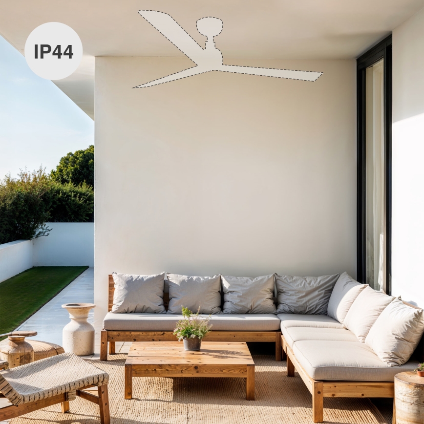 FARO 34362WT-11L - Ventilador de techo OUTWOOD L 1xE27/15W/230V marrón/negro Ø 150 cm Wi-Fi Tuya IP44 + control remoto