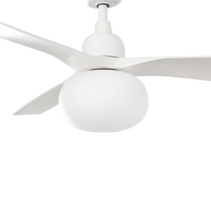 FARO 34363WT-11L - Ventilador de techo OUTWOOD L 1xE27/15W/230V blanco Ø 150 cm Wi-Fi Tuya IP44 + mando a distancia