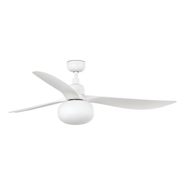 FARO 34363WT-11L - Ventilador de techo OUTWOOD L 1xE27/15W/230V blanco Ø 150 cm Wi-Fi Tuya IP44 + mando a distancia