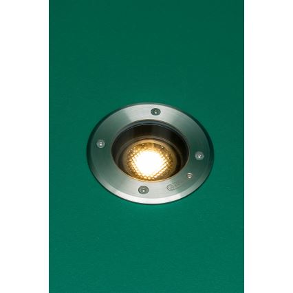 FARO 70310 - Luminaria empotrable de exterior resistente al tráfico GEISER 1xGU10/8W/230V IK08 IP67 acero inoxidable