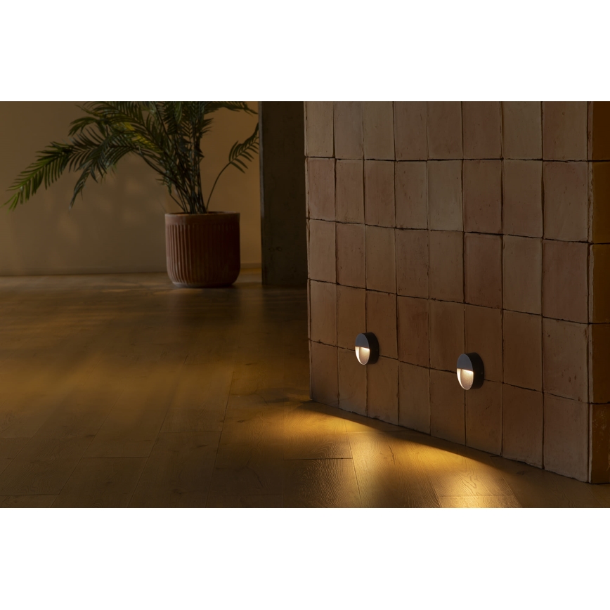 FARO 71960 - Luminaria LED para escalera DUNE LED/3W/230V 2200/2700/3200/4000K IP65 antracita redonda