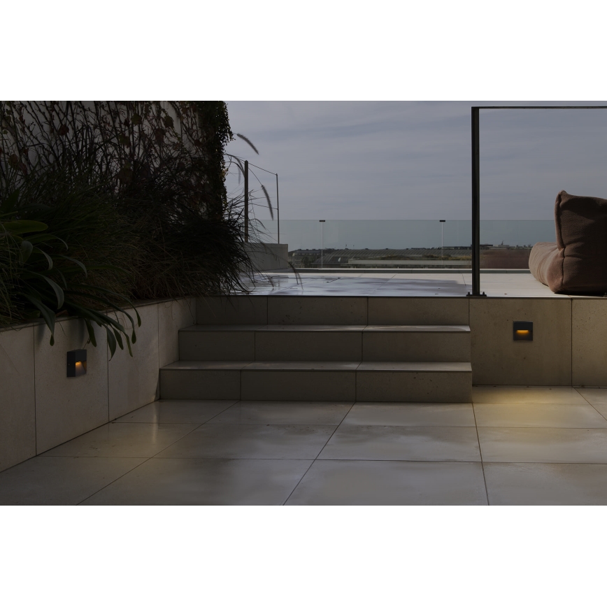 FARO 71963 - Luminaria LED para escalera DUNE LED/3W/230V 2200/2700/3200/4000K IP65 antracita cuadrada