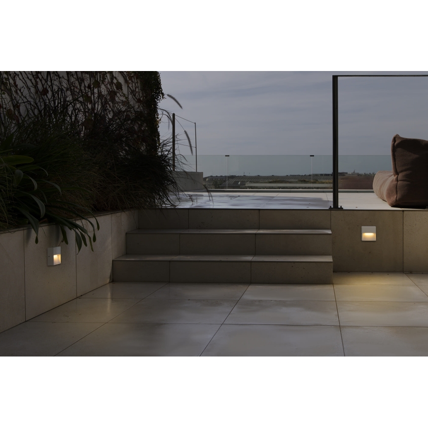 FARO 71964 - Luminaria LED para escaleras DUNE LED/3W/230V 2200/2700/3200/4000K IP65 blanco cuadrado
