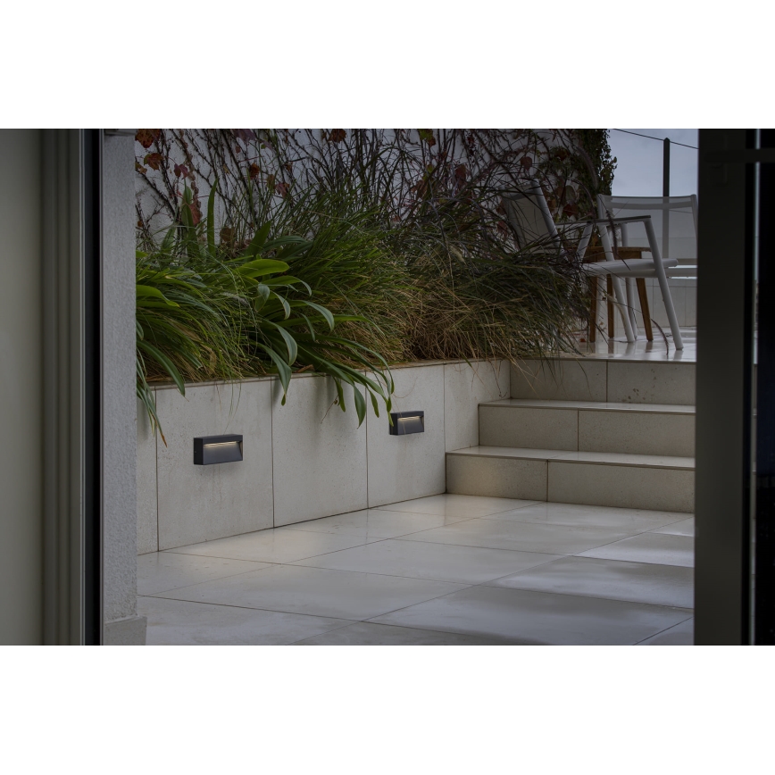 FARO 71966 - Luminaria LED para escalera DUNE LED/6W/230V 2200/2700/3200/4000K IP65, antracita, rectángulo
