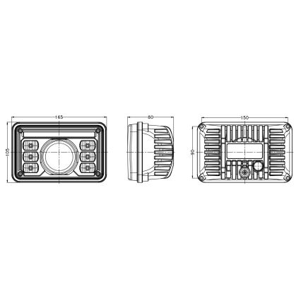 Faro delantero LED para tractor LED/69W/10-30V IP69 5700K rectangular