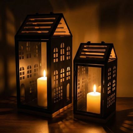 Farol decorativo HOME 47,5 cm negro/beige