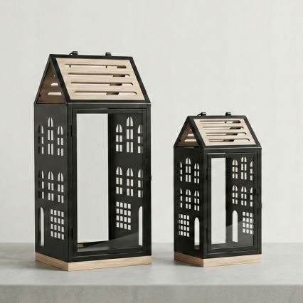 Farol decorativo HOME 47,5 cm negro/beige