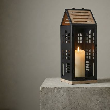 Farol decorativo HOME 47,5 cm negro/beige