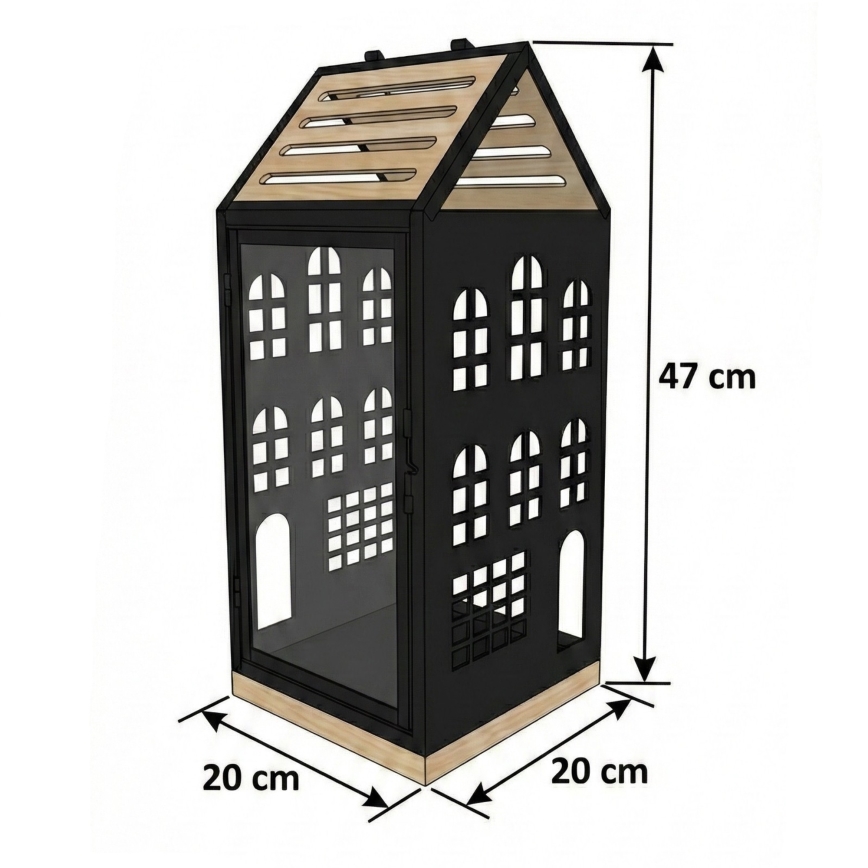 Farol decorativo HOME 47,5 cm negro/beige