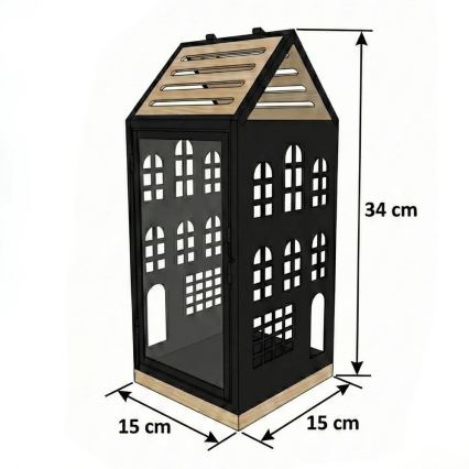 Farol decorativo HOME de 34,5 cm negro/beige
