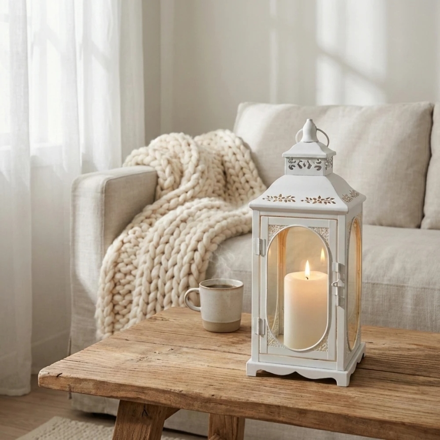 Farol decorativo ROSEHILL 40 cm blanco