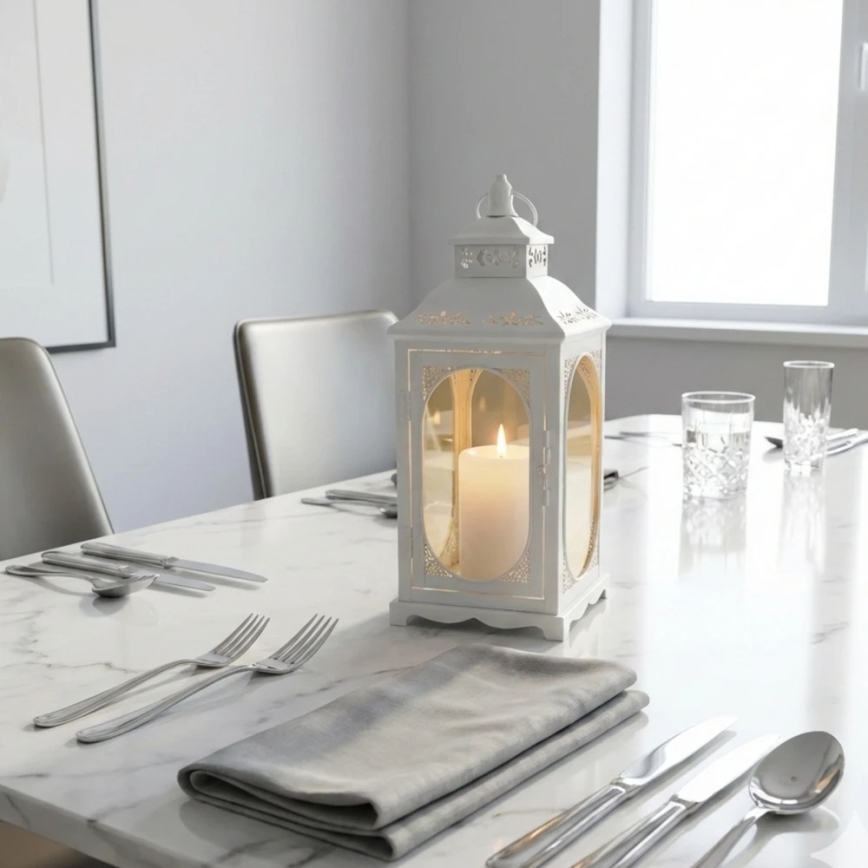 Farol decorativo ROSEHILL 40 cm blanco
