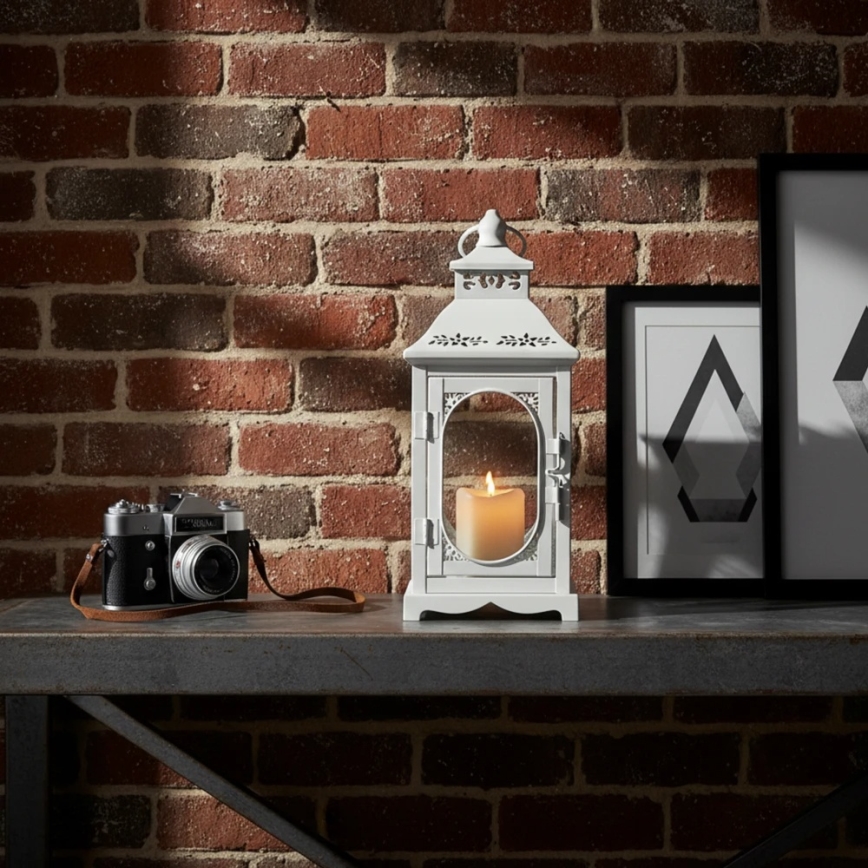 Farol decorativo ROSEHILL 40 cm blanco