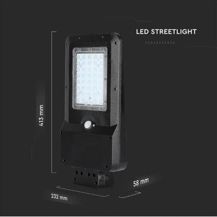 Farola solar con sensor LED/15W/7,4V 6000K IP65 5400 mAh